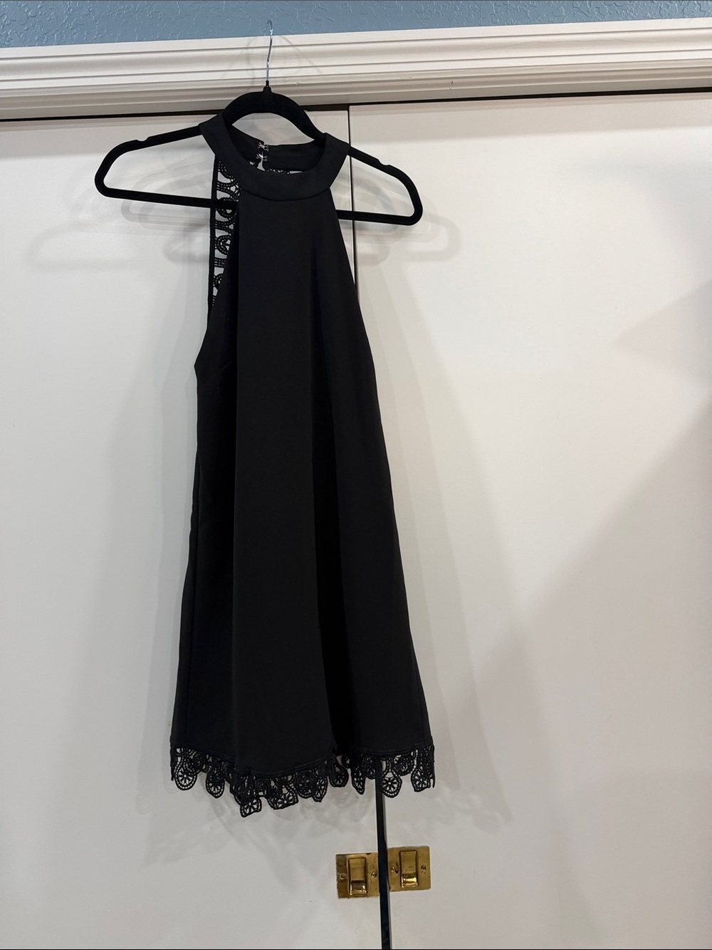 Lulu's Black Halter Dress with Lace details ( box AA)